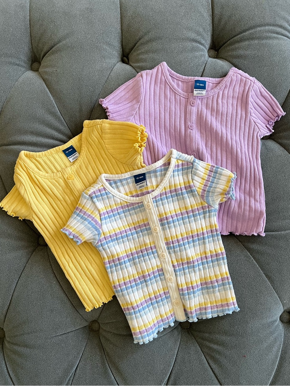 3-Pack Baby Girl Old Navy Ribbed Button-Front Tops
